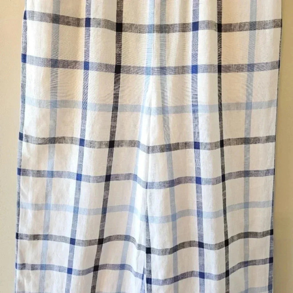 Red Carter Lola Plaid Gingham Linen Cotton Blend Jumpsuit Blue White Size Small. - Picture 11 of 16